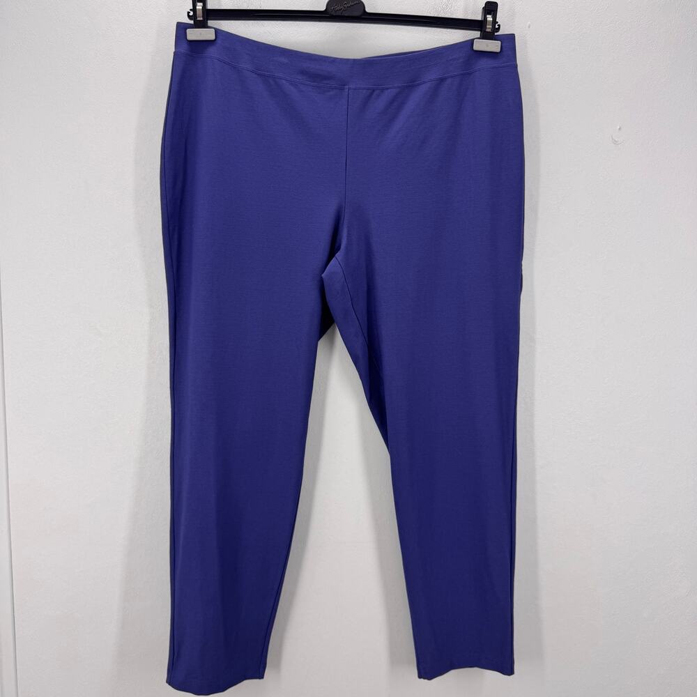 NEW Eileen Fisher Stretch Crepe Slim Ankle Pant Blue Plus 1X Comfort Dailywear